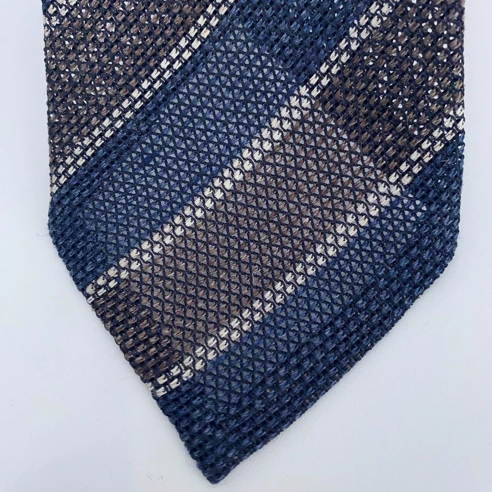 Eton Tie Mens One Size Multi Striped Linen Classic Luxury Necktie Made in Italy